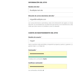 Instalación Drupal: Configuración del sitio